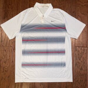 NIKE TIGER WOOD COLLECTION MEN GOLF SHIRT DRI FIT POLO STRETCHY VAPOR TRAIL L